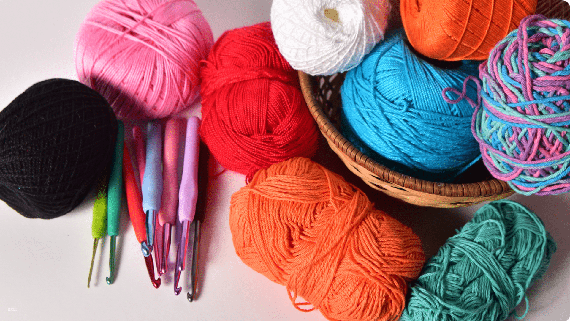 crochet yarn and hooks