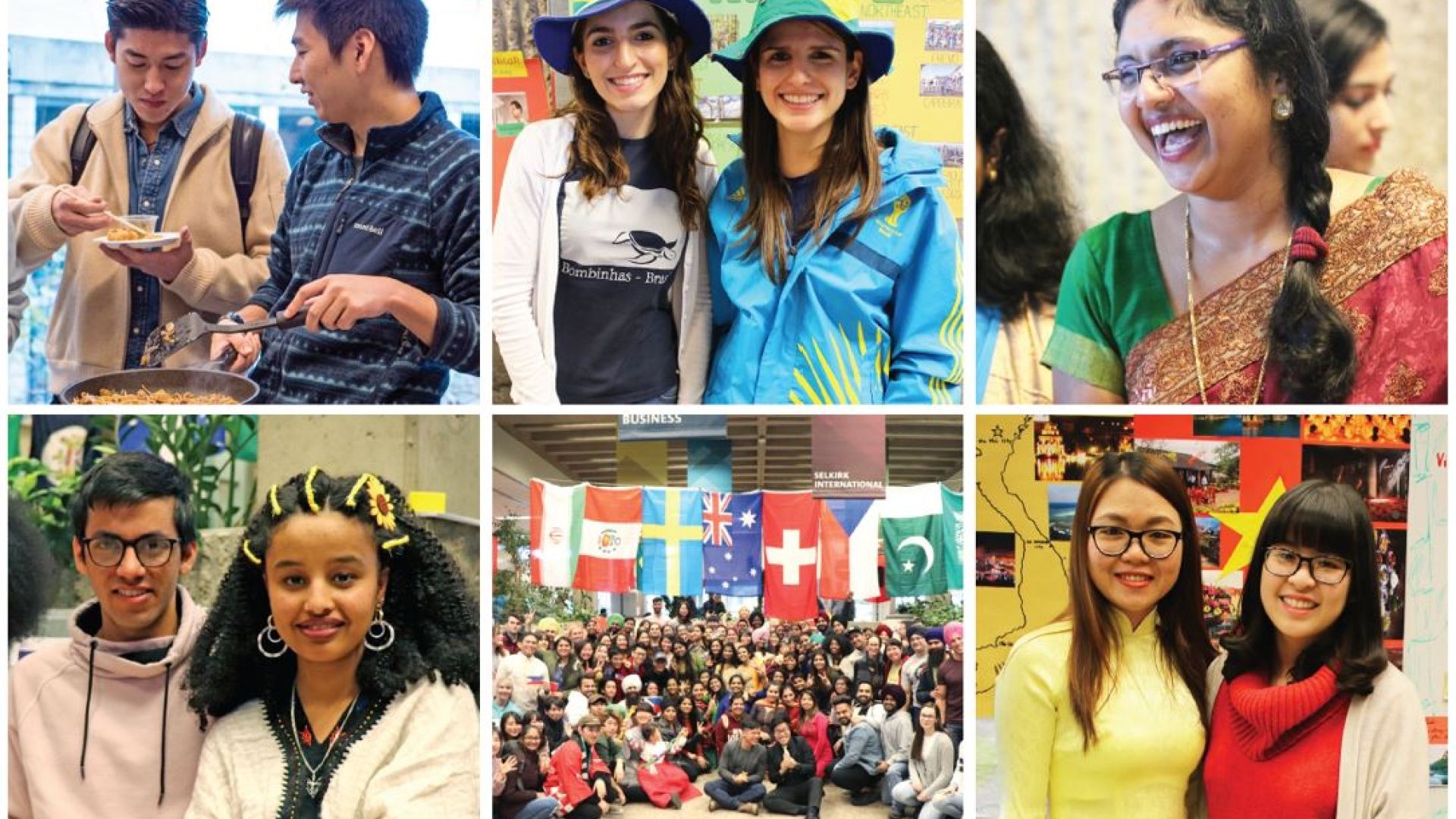 Collage of photos of culturally diverse students celebrating at Selkirk College