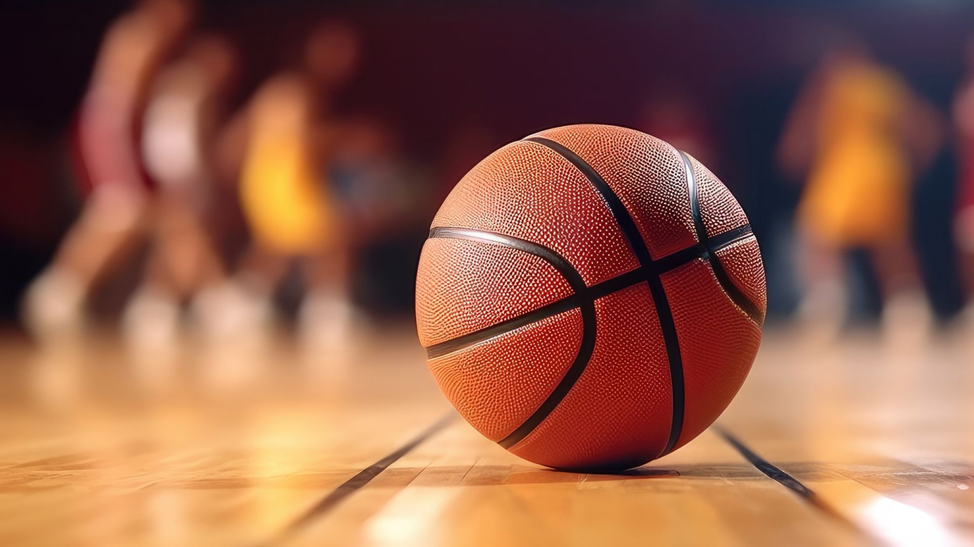 basketball on the indoor gym floor