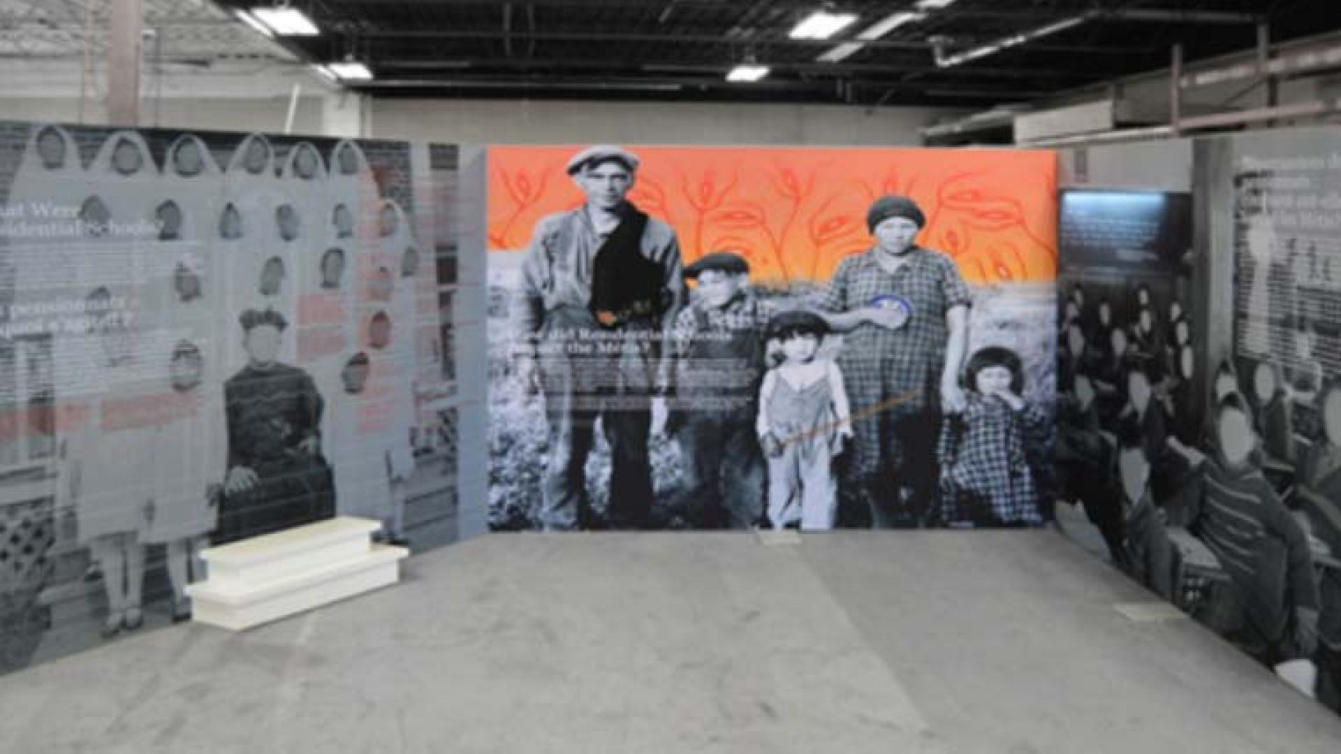 A display from the Forgotten Métis exhibit featuring photographs