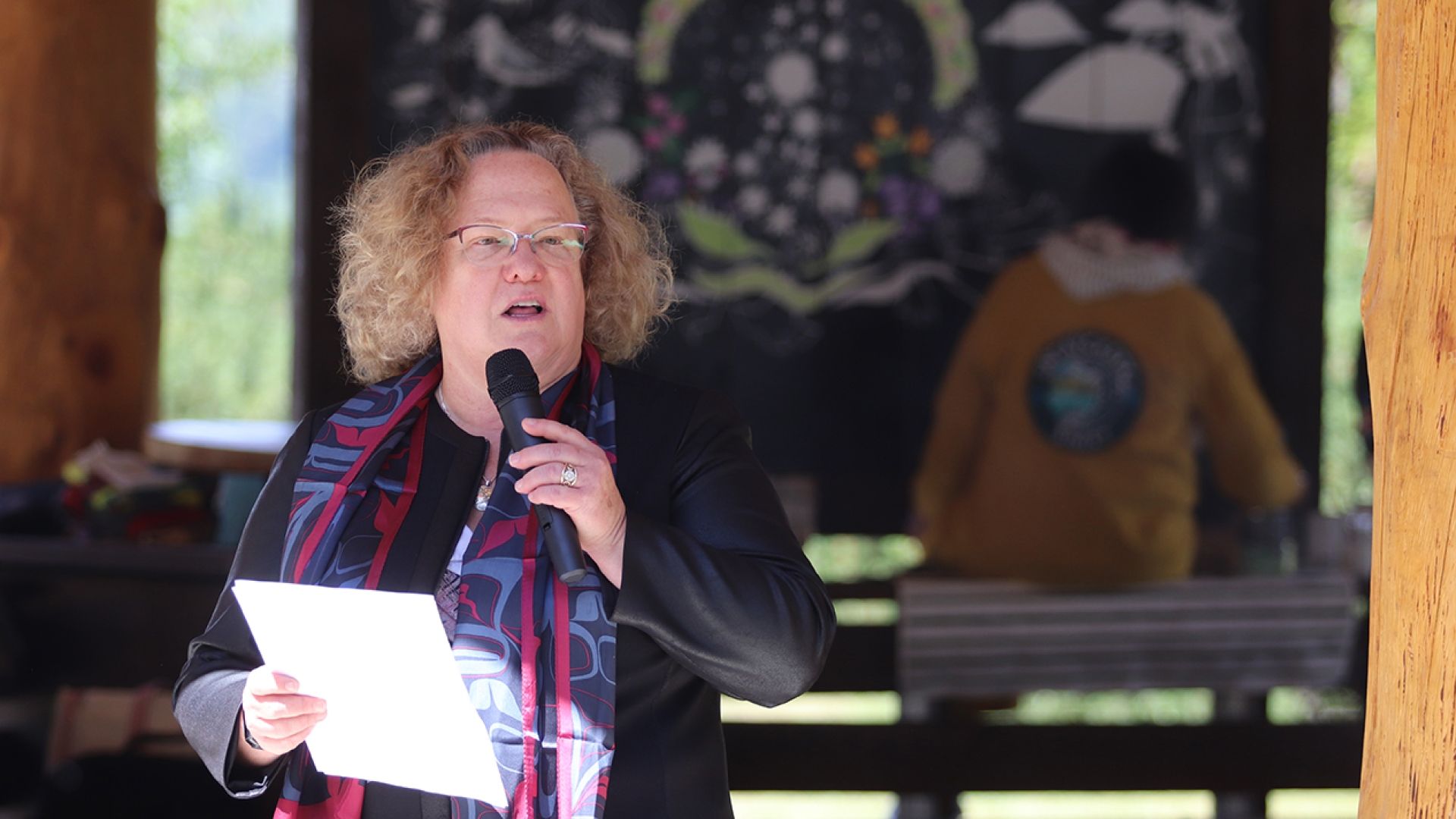 Nelson Mayor Janice Morrison speaks at the Gathering Space opening