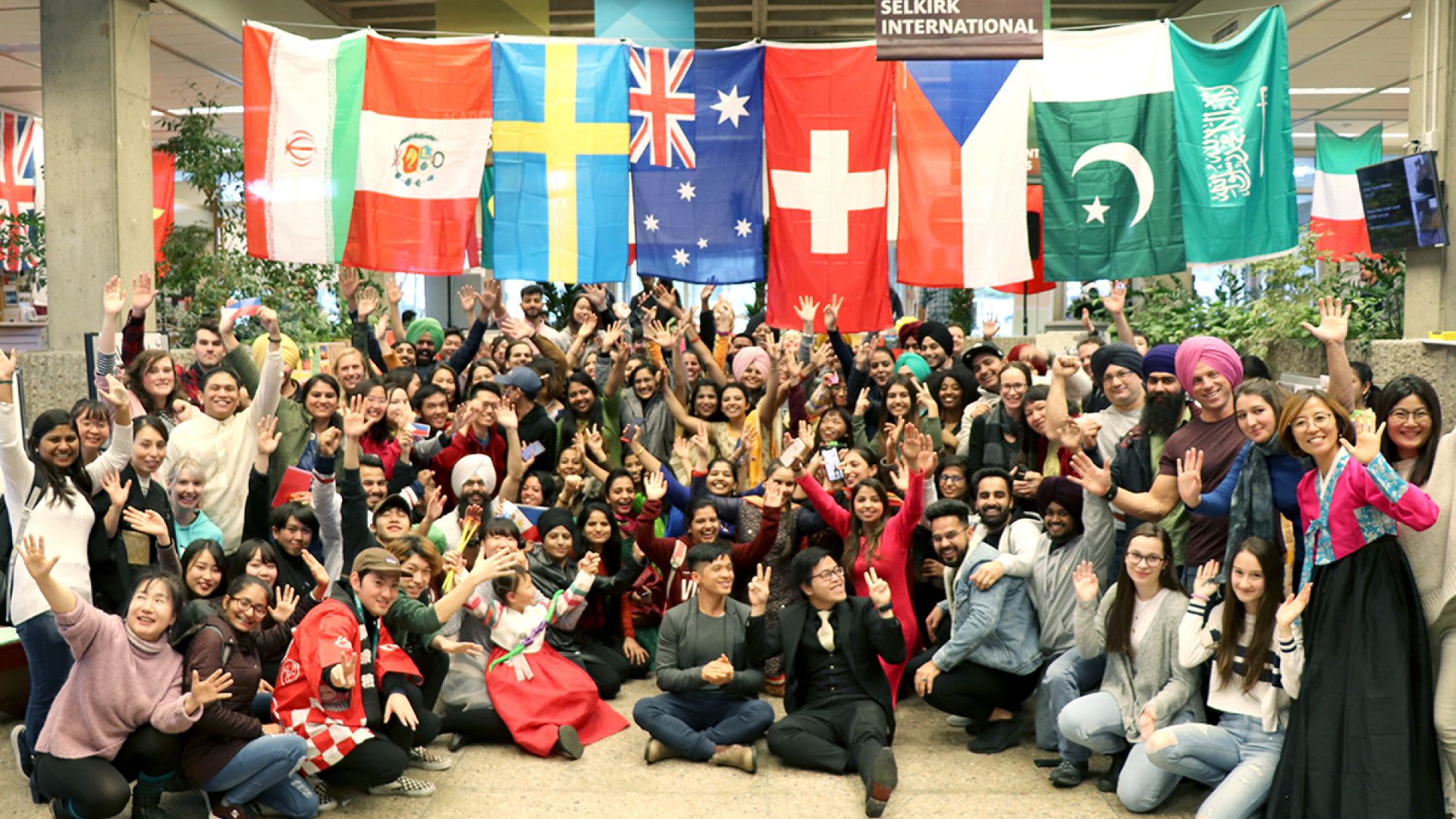 Diverse group at the Intercultural Fair, Castlegar Campus