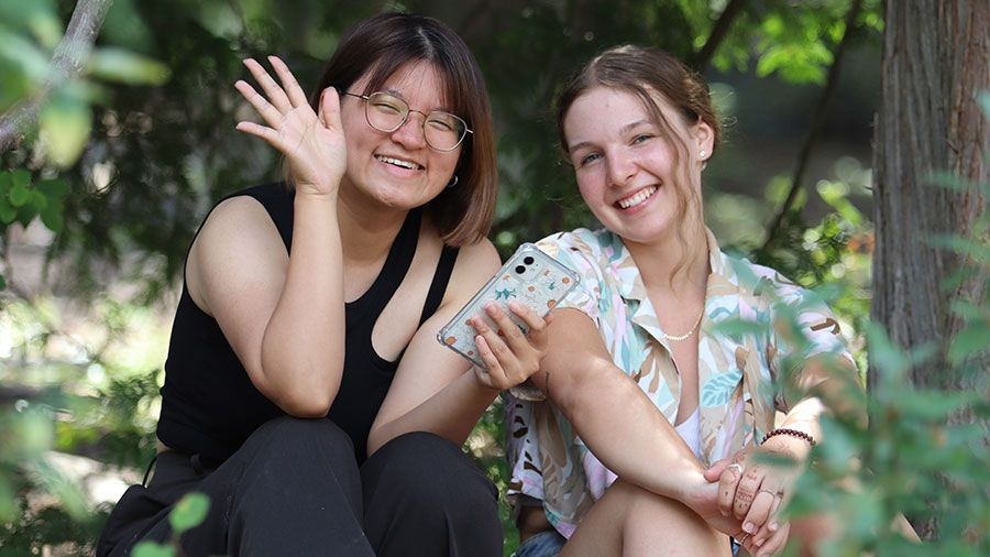 Selkirk College students outside of campus