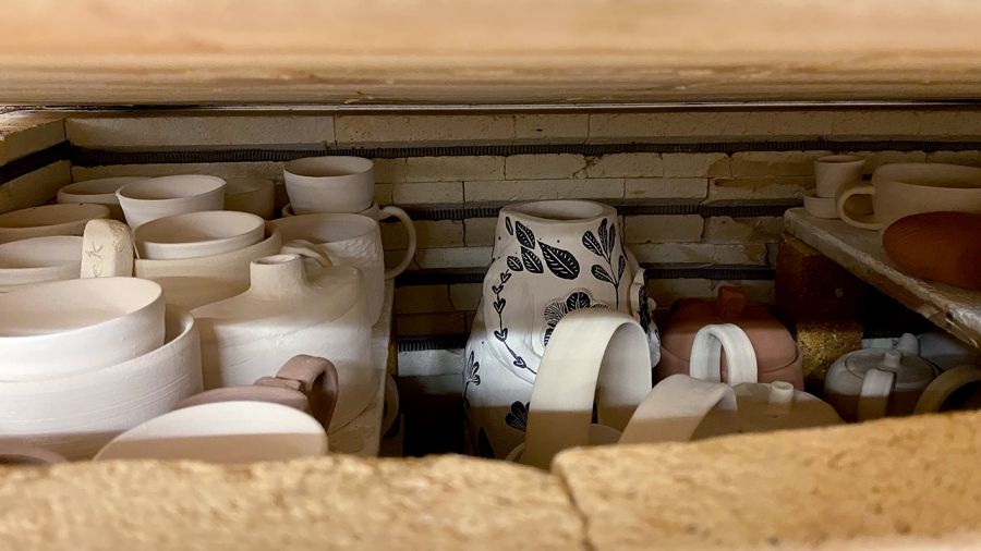 Pottery in a kiln