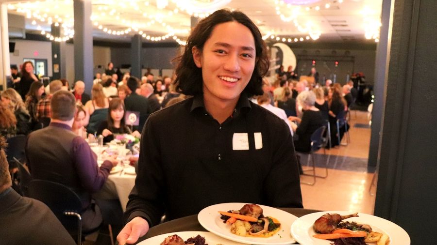 Student serving at the Selkirk College Gala