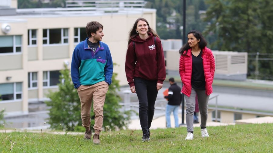 Students walking on campus