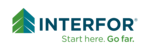 The Interfor logo: INTERFOR written in blue with a green tree graphic