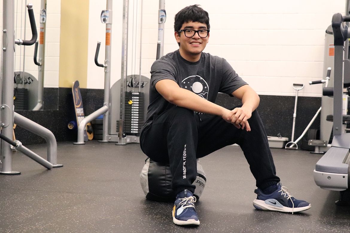 student in the gym
