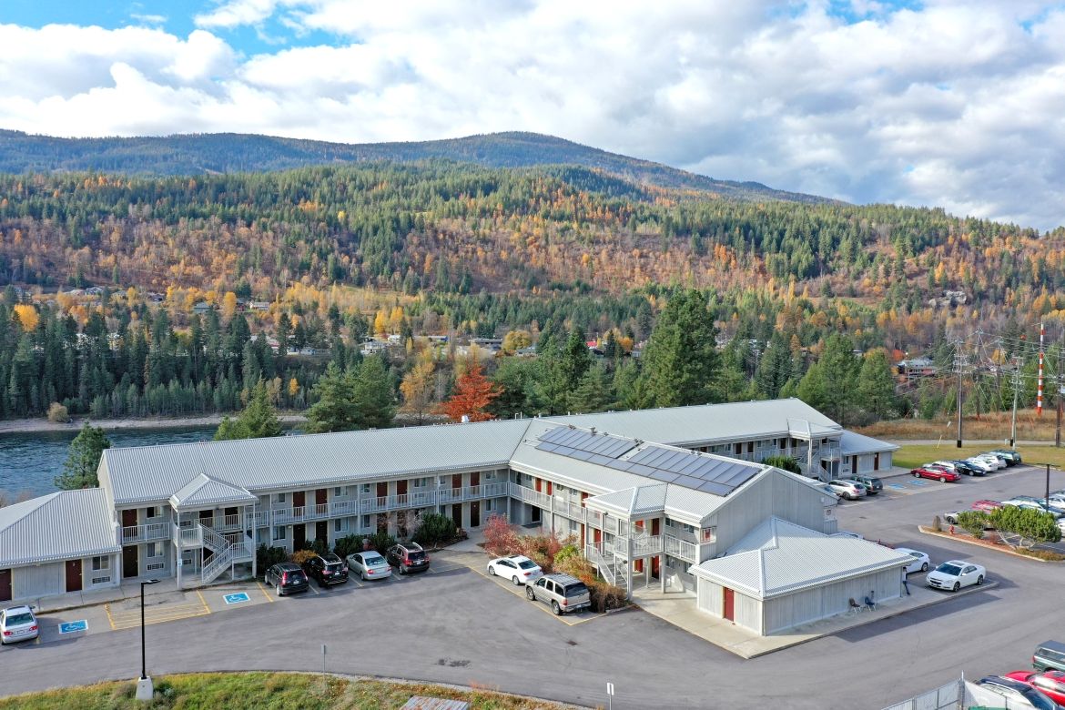 An aerial view of the Castlegar Campus Student Housing