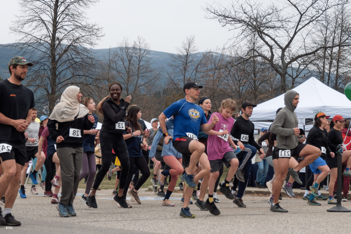 People run outside