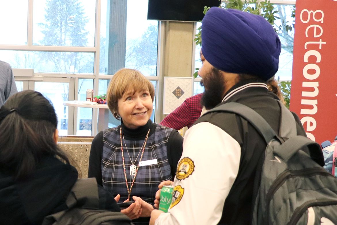 Dr. Maggie Matear speaking with students at GetConnected