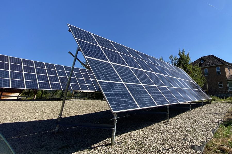 Close up of the Mir Centre for Peace solar panels