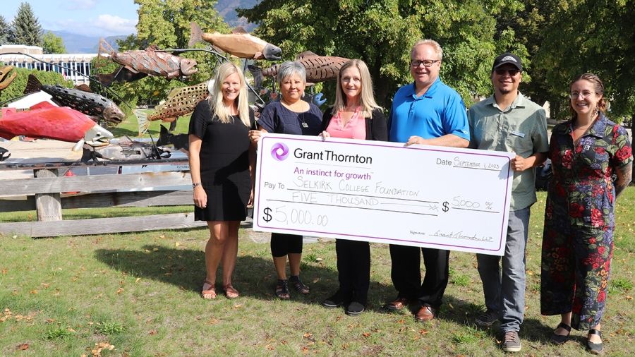 Grant Thornton cheque presentation with Selkirk College staff