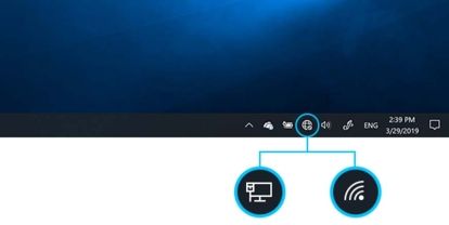 A screenshot showing how to connect to Wi-Fi from Windows 10