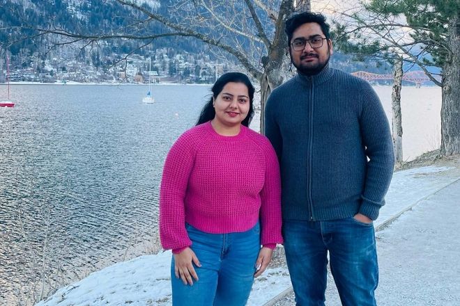 Two Business Students at Lakeside Park