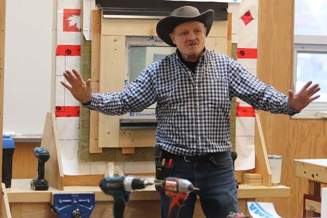 says James Bourget, RDH Building Science principal and construction specialist speaks with students