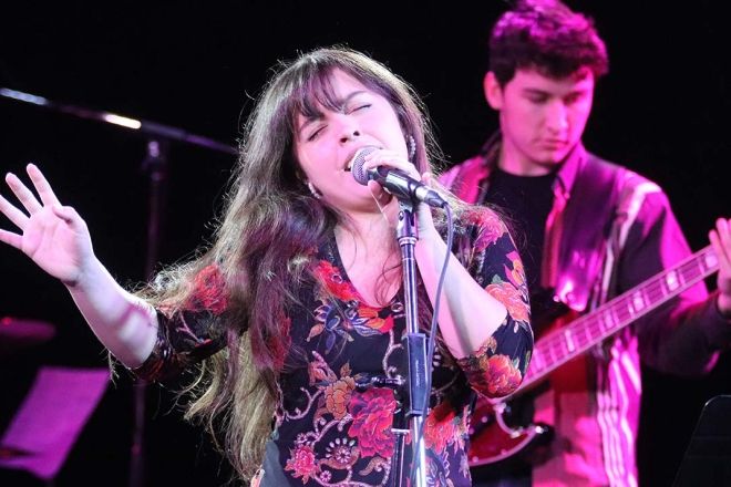 Selkirk College music students on stage performing