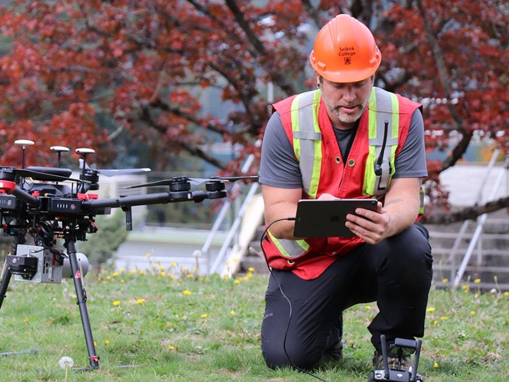 Man working with drone